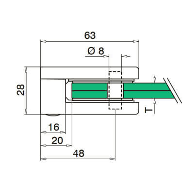 Glass Clamp Flat Mount Dimensions