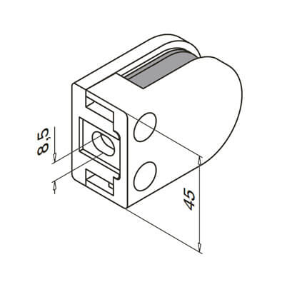 Glass Clamp Flat Back Mounting Detail