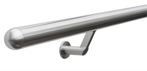 Stainless Steel Handrail c/w Domed Ends & Contemporary Brack