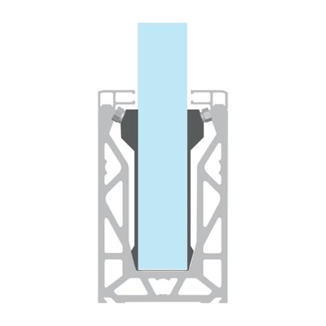 Frameless Glass Channel cut-through drawing