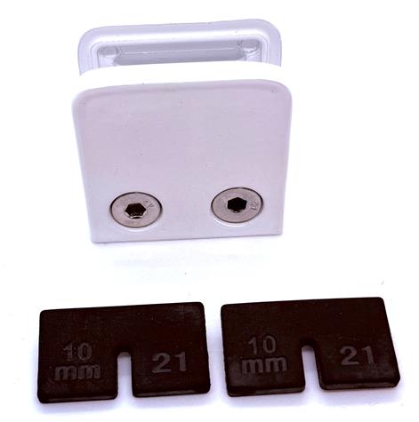 White Square Glass Clamp with rubbers