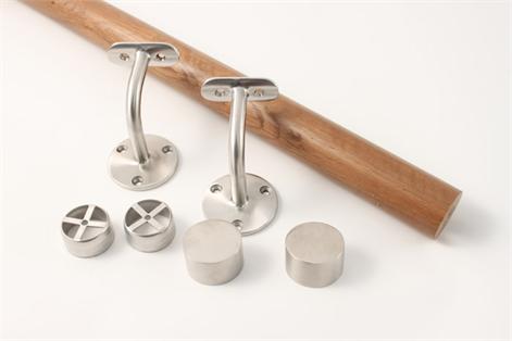 An Oak Finish Handrail Kit with Flat Ends