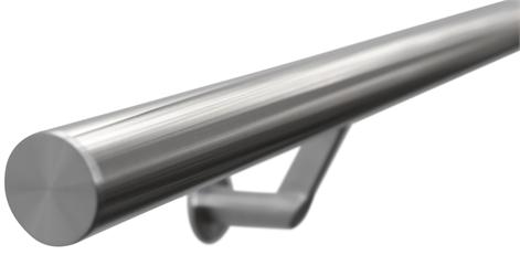 Stainless Steel Handrail c/w Plain Ends & Contemporary Brack